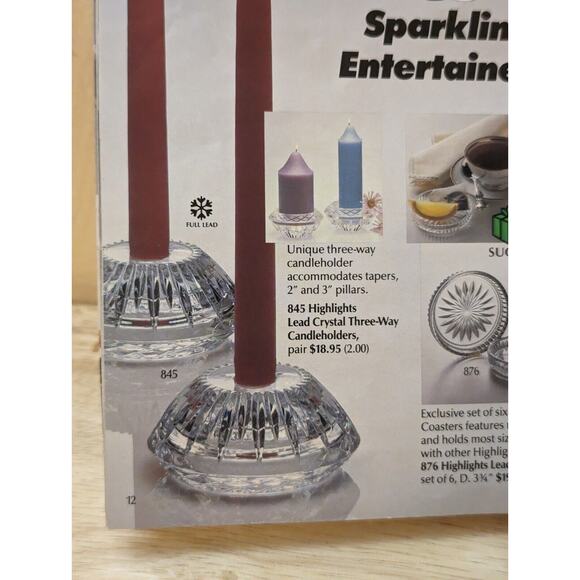 Princess House 80s Vtg Lead Crystal Glass 3-Way Candle Holder Pattern #845 - Picture 3 of 5